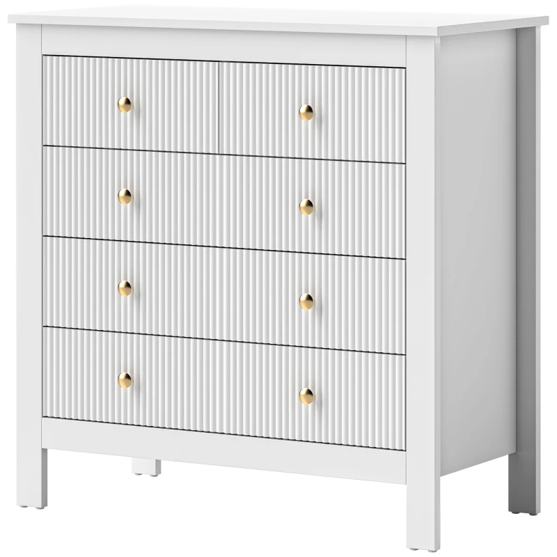 HOMCOM Elegant Chest of Five Drawers - White