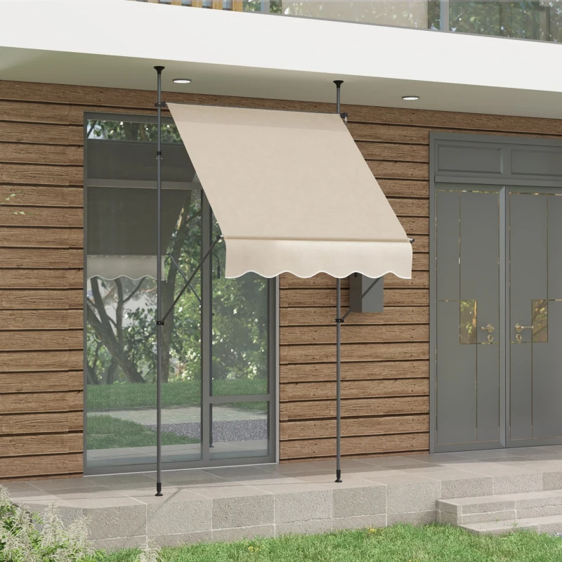 Outsunny Store banne autoportant manuel rétractable 1,5L x 1,2l x 2,1-3H m inclinaison réglable métal alu polyester sable