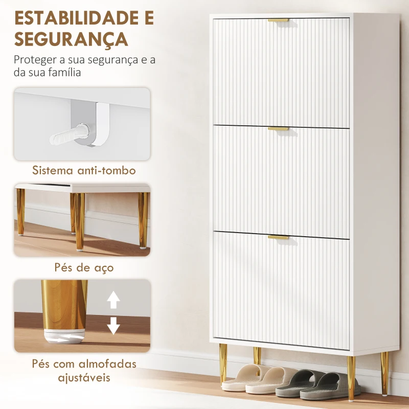 HOMCOM Sapateira Estreita Sapateira para Entrada com Prateleiras Ajustáveis para 18 Pares de Sapatos 60x24x128 cm Branco