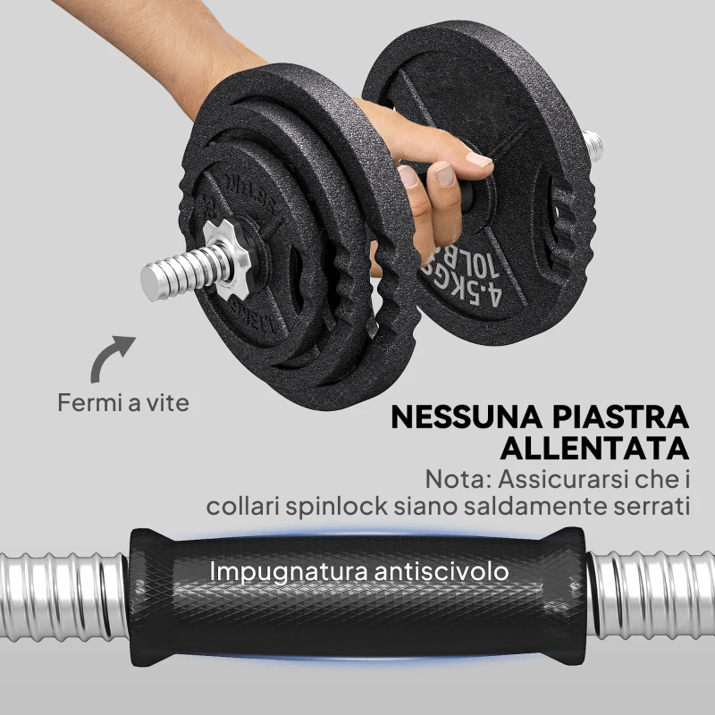 SPORTNOW Pesi per Palestra 2 in 1 da 42 kg con 14 Dischi, Bilanciere e Manubri, in Acciaio, 180x24x24 cm, Nero
