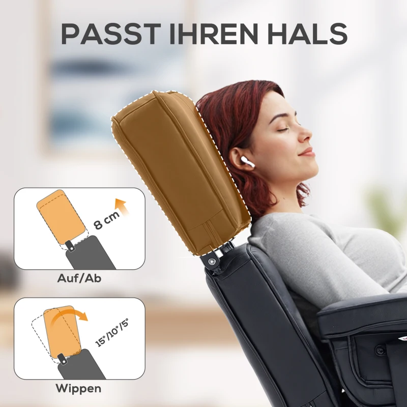 HOMCOM Regulowany fotel leżankowy z podnóżkiem, obicie z ekoskóry, regulowany zagłówek, metalowa podstawa, czarny