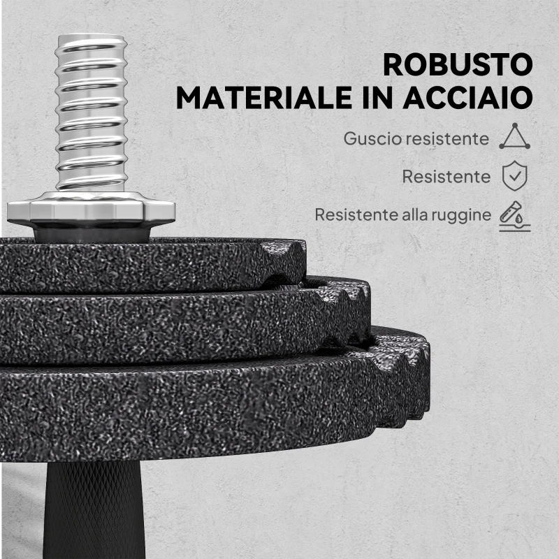 SPORTNOW Pesi per Palestra 2 in 1 da 42 kg con 14 Dischi, Bilanciere e Manubri, in Acciaio, 180x24x24 cm, Nero