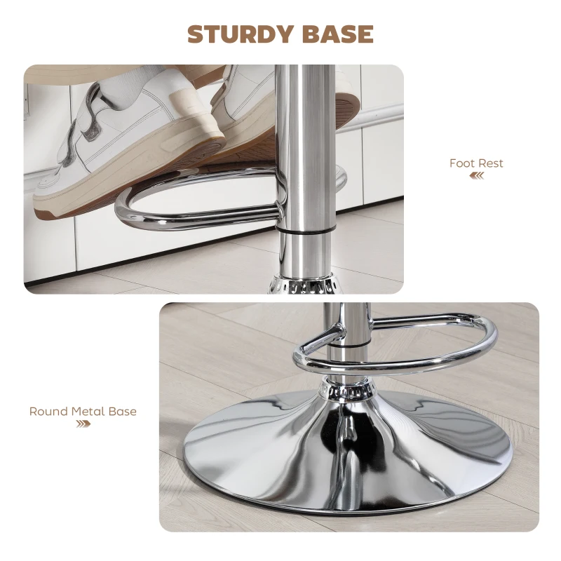 HOMCOM PU Leather Upholstered Swivel Bar Stool, Height Adjustable with Back, Armrest, Footrest, Coffee