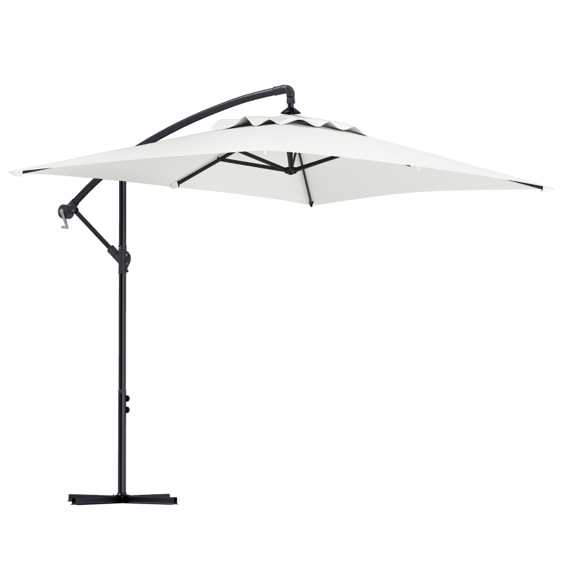 Outsunny Parasol déporté parasol rectangulaire extérieur manivelle et 6 baleines acier protection UV 294 x 193 x 250 cm