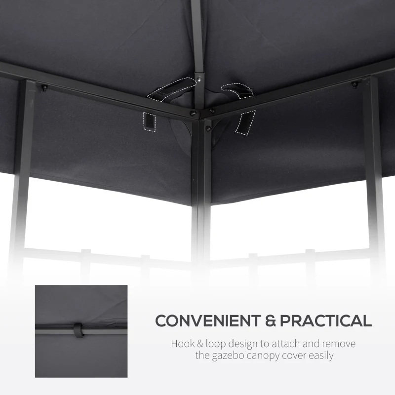 Outsunny 3(m) Gazebo Top Cover Double Tier Canopy Replacement Pavilion Roof Dark Grey(m-5)