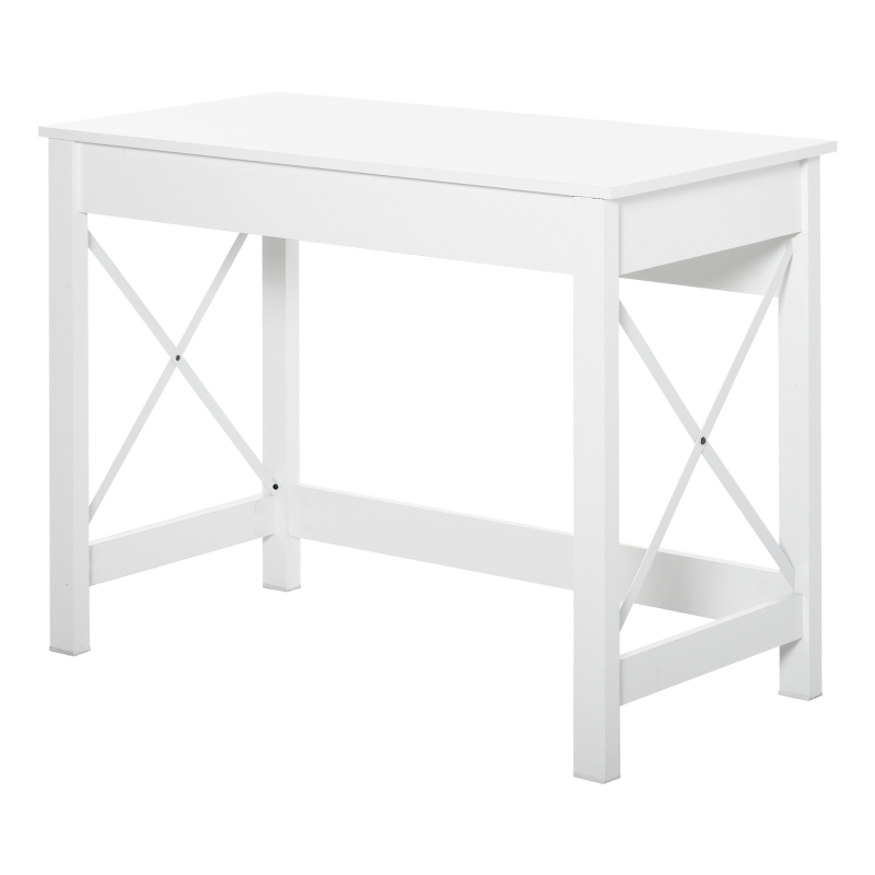 HOMCOM Bureau d'ordinateur, table informatique, style moderne, cadre renforcé en forme X, 105 x 50 x 76 cm, blanc