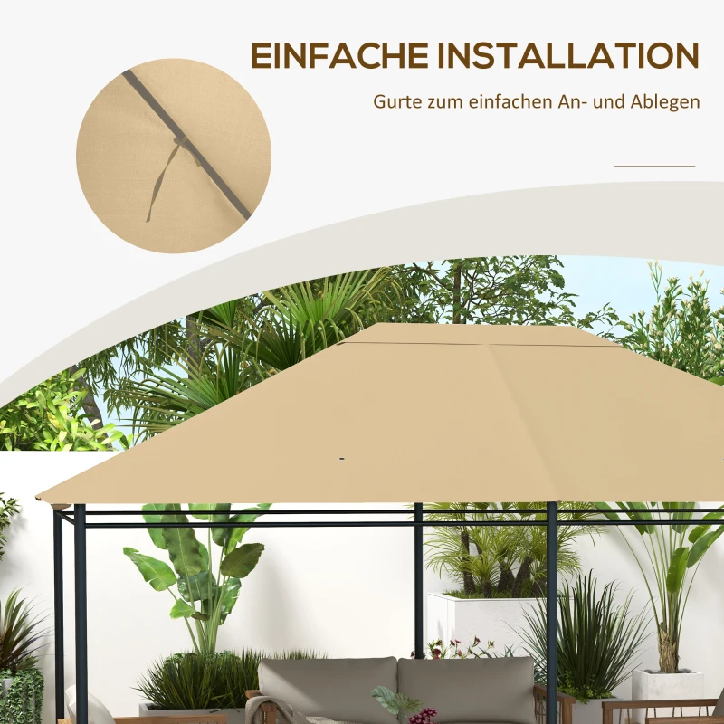 Outsunny Ersatzdach Pavillon Pavillon-Baldachin, wetterbeständig, 397 x 297 cm, Khaki