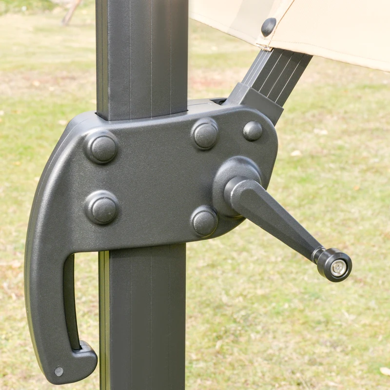 Outsunny Parasol déporté carré inclinable pivotant 360° manivelle piètement acier dim. 3L x 3l x 2,6H m beige