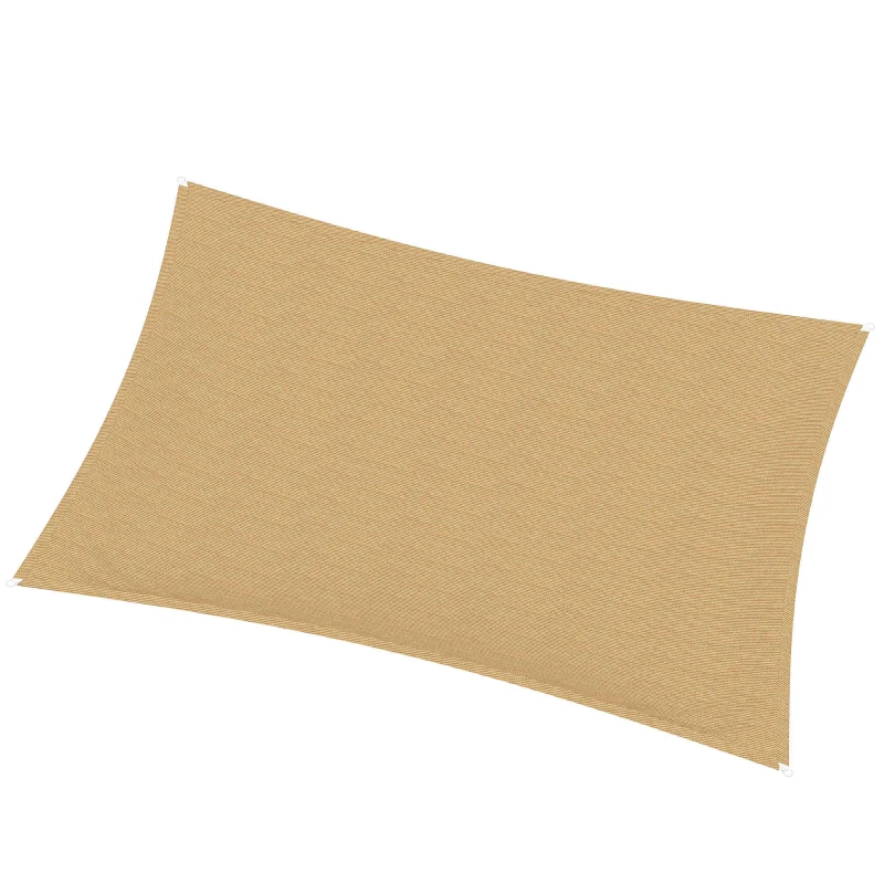 Outsunny Tenda a Vela Parasole Rettangolare 4 x 6m, Tenda da Sole Protezione Raggi UV in HDPE 185g/㎡, Giallo