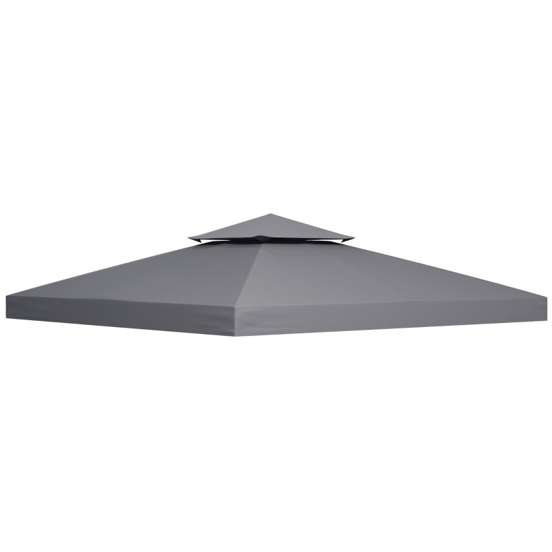 Outsunny 3(m) Gazebo Top Cover Double Tier Canopy Replacement Pavilion Roof Dark Grey(m-1)