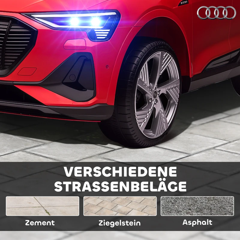HOMCOM Elektrische elektrische kinderauto, tot 5 km/u, met veiligheidsgordel, afstandsbediening, koplampen, muziekfunctie, rood