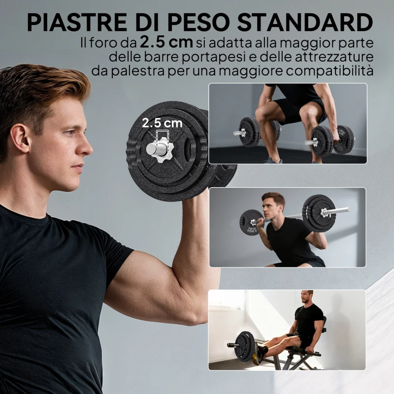 SPORTNOW Pesi per Palestra 2 in 1 da 42 kg con 14 Dischi, Bilanciere e Manubri, in Acciaio, 180x24x24 cm, Nero