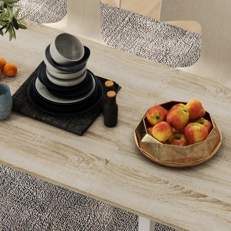 HOMCOM Mesa de Jantar Extensível para 4-6 Pessoas Mesa de Cozinha Moderna com Pés de Aço para Sala de Jantar 160x70x76 cm Madeira