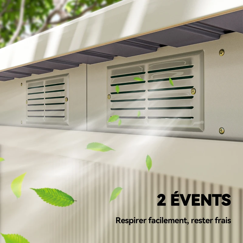 Outsunny Abri de jardin 3,6 m² remise à outils avec kit de fondation en acier galvanisé 280 x 130 x 172 cm, gris clair