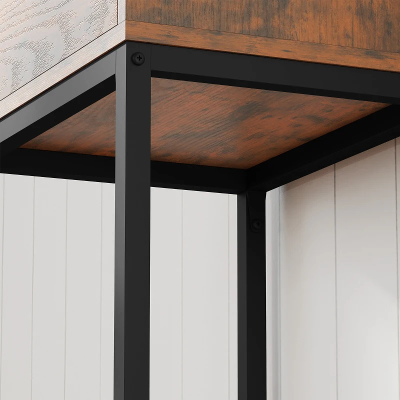 HOMCOM Consolle Stretta, Design Industriale, in legno e metallo, 40x30x76cm, Marrone Rustico