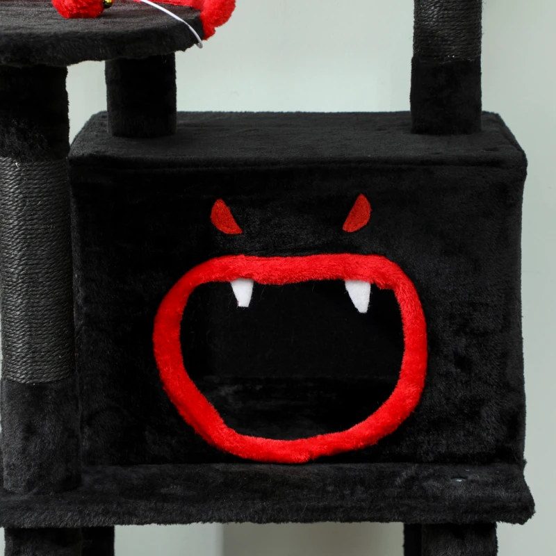 PawHut Gothic Cat Tree, 152 cm Multi-Level Cat Tower for Large Cats with Coffin Bed, Large Condo, for Halloween