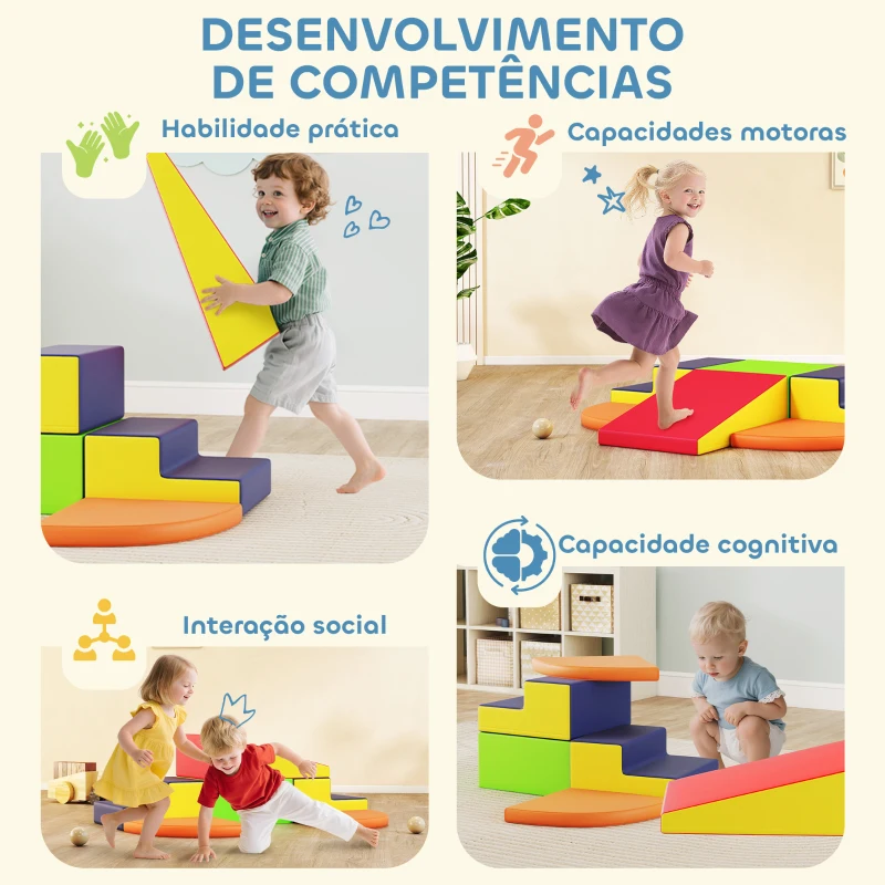 AIYAPLAY Conjunto de 6 Blocos de Espuma para Crianças com Base Antiderrapante para Escalar e Gatinhar Multicolor