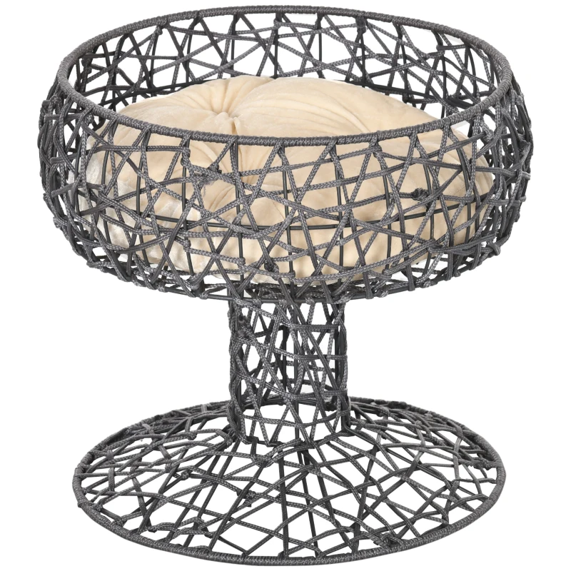 PawHut Katzenbett in Weinglasform, inkl. waschbarem Kissen, Katzenkorb, Haustierbett, Violett