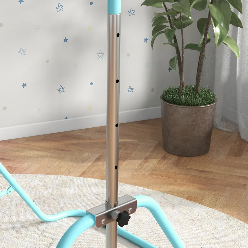 HOMCOM Barra de Ginástica para Crianças Dobrável com Altura Ajustável para Treino em Casa 154x106,2x88,5-128,5 cm Azul Celeste