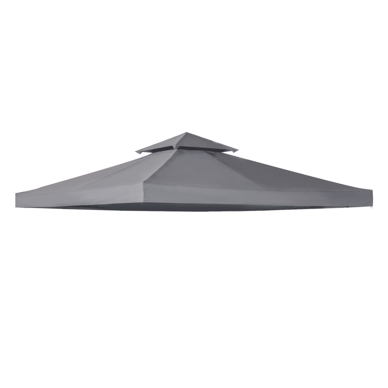 Outsunny 3(m) Gazebo Top Cover Double Tier Canopy Replacement Pavilion Roof Dark Grey(m-11)