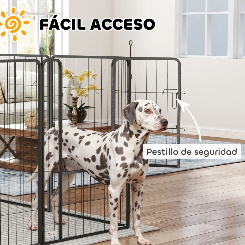 PawHut Parque para Perros de 12 Paneles de 100 cm de Altura con Puertas para Interior y Exterior Negro