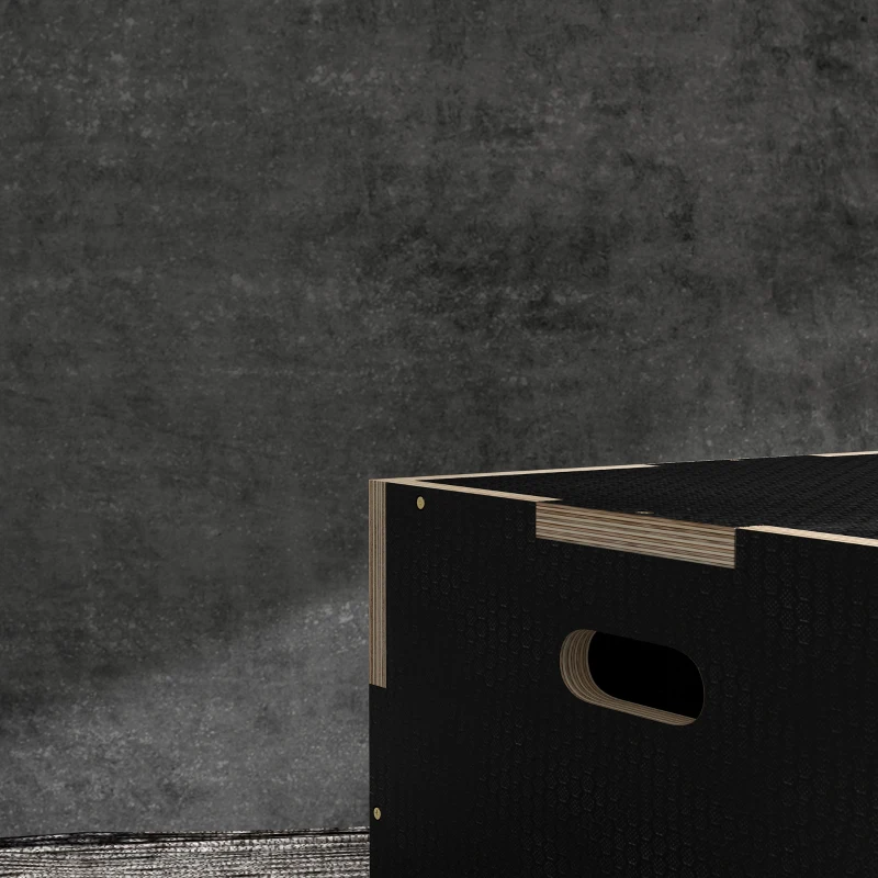 SPORTNOW Multi-Faceted Jump Box, Wooden Step Up Box, for Home, Gym, Exercise, 41/51/61cm - Black