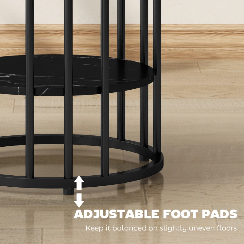 HOMCOM Set of Two Marble-Effect Coffee Tables - Black