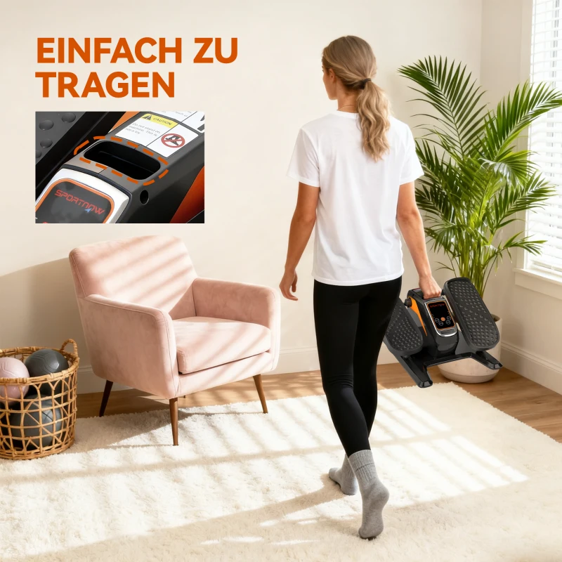 SPORTNOW Elektrische ellipsentrainer, pedaalapparaat met 12 aanpasbare snelheden, draagbaar, licht, afstandsbediening, LED-monitor, staal, kunststof, zwart