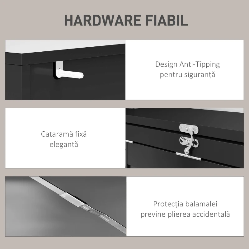 HOMCOM Birou Modern Pliabil cu Bibliotecă și Tablă, din Lemn și Metal, 98x51x153 cm, Negru