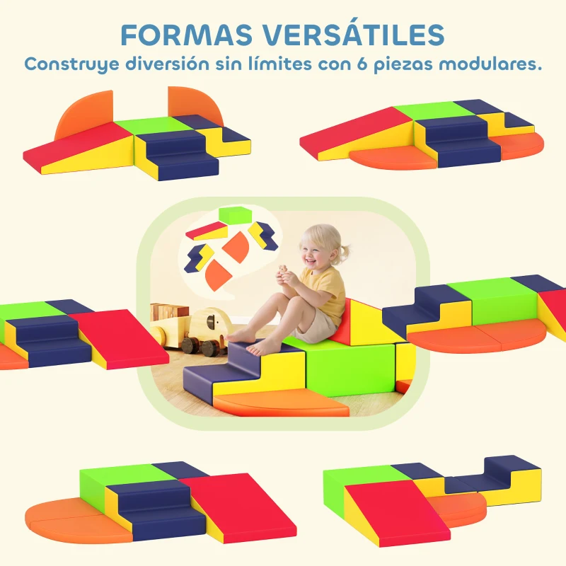 AIYAPLAY Juego de 6 Bloques de Espuma para Niños con Base Antideslizante para Escalar y Gatear Multicolor