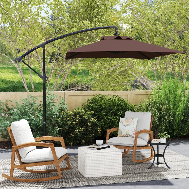 Outsunny Parasol déporté parasol rectangulaire extérieur manivelle et 6 baleines acier protection UV dim. 294L x 193l x 250H cm
