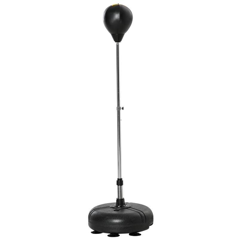HOMCOM Saco de Boxe de Pé com Altura Ajustável de 4 Níveis Base Preenchida Luvas e Inflador Ø45x133-151 cm Preto
