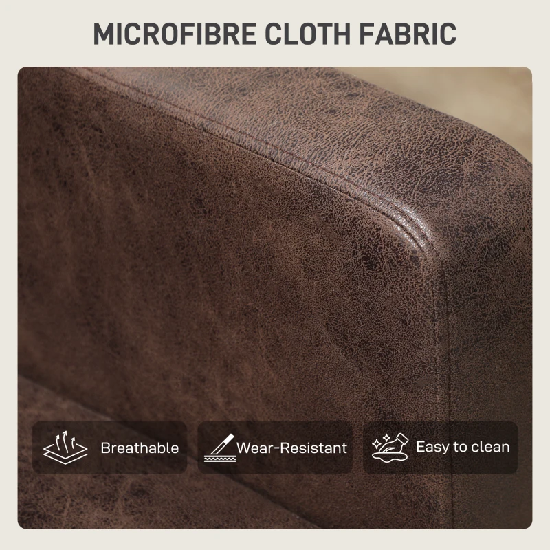 HOMCOM Divan cu 2 Locuri în Material Textil Efect Piele și Picioare din Lemn Maro