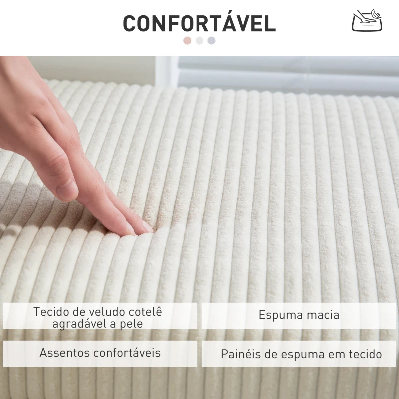 HOMCOM Banco de Arrumação Capacidade de 84 L Estofado em Veludo Banco Pé de Cama para Dormitório 112x42x40 cm Bege