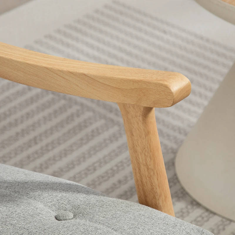 HOMCOM Wood Frame Rocking Accent Chair - Light Grey