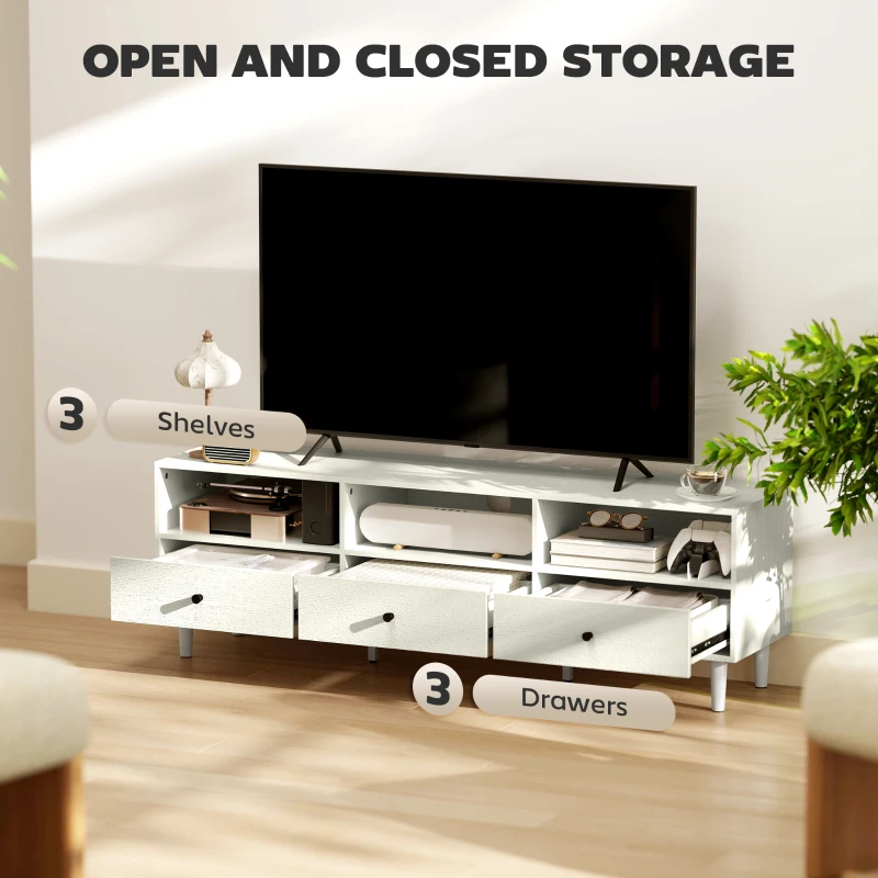 HOMCOM Multi-Storage Minimal TV Stand - Cream White