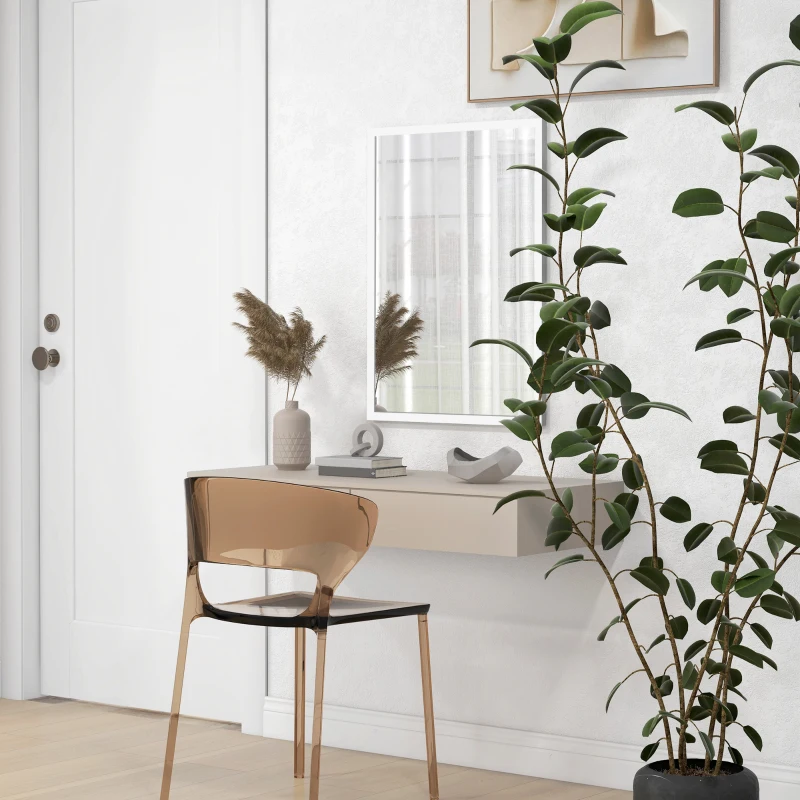 HOMCOM Rechteckiger Wandspiegel 50 x 70 cm, weißer Holzrahmen, ideal für Badezimmer, Wohnzimmer oder Schlafzimmer