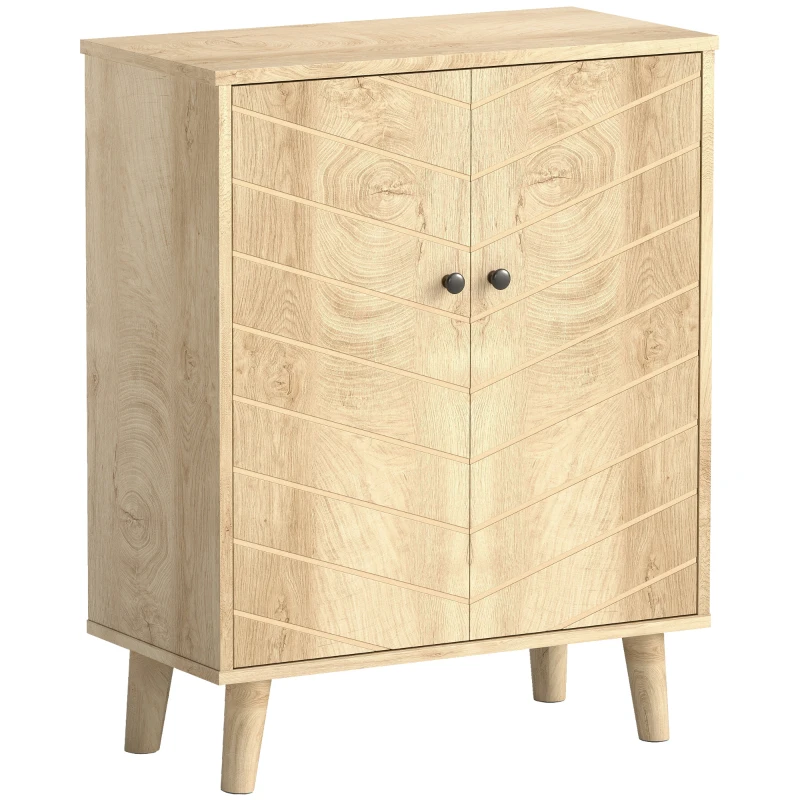 HOMCOM Mobile Multiuso Stile Vintage in Legno con Due Ripiani interni, 60x30x76cm