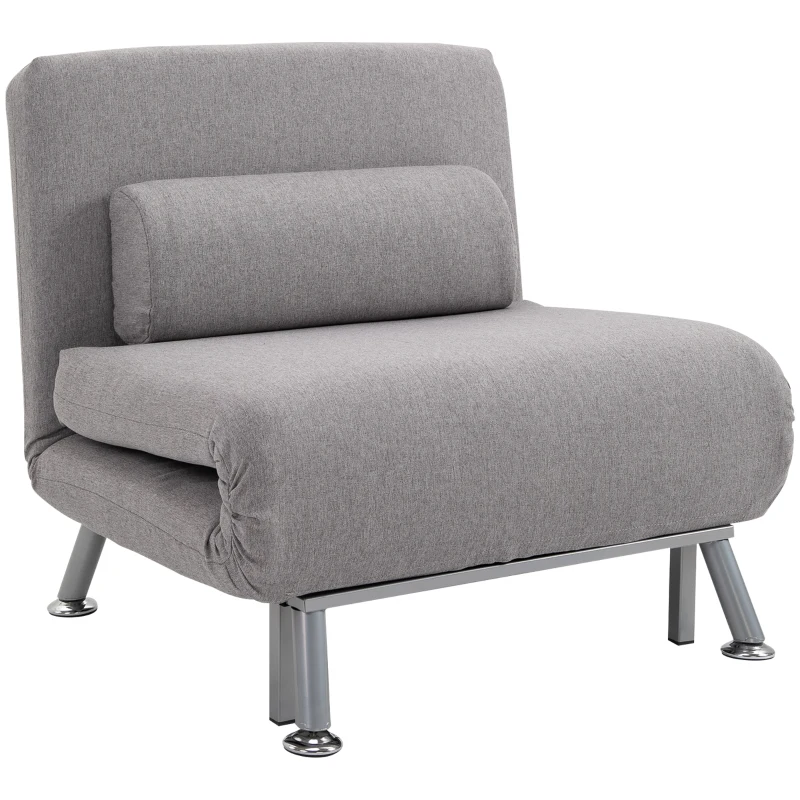 HOMCOM Adjustable Back Futon Sofa Chair - Grey(m-1)
