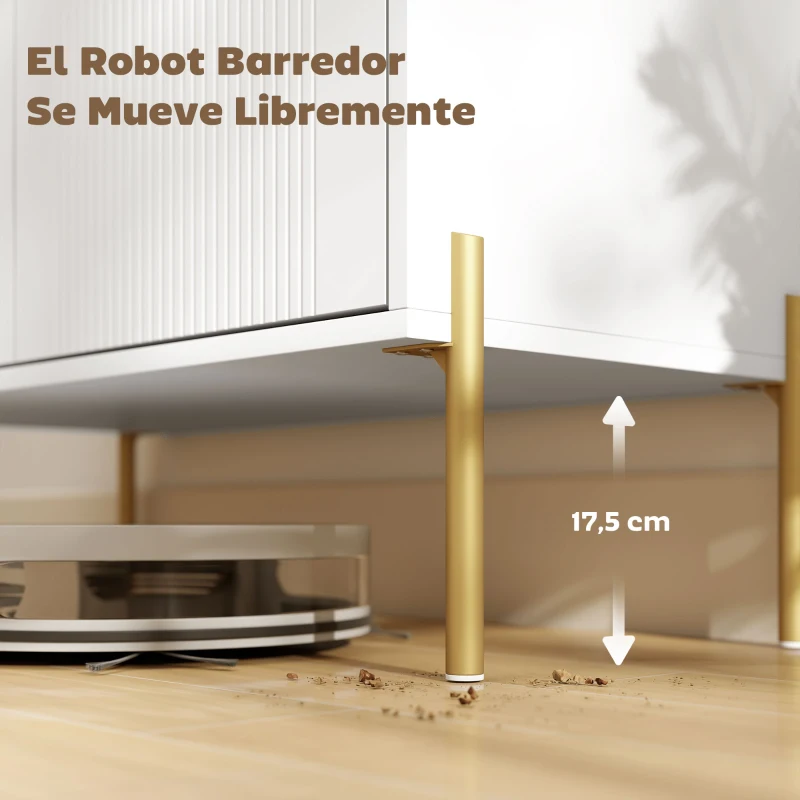 HOMCOM Aparador Moderno de 2 Puertas Aparador de Salón con 3 Cajones Estantes Ajustables Blanco 120x39,1x76 cm