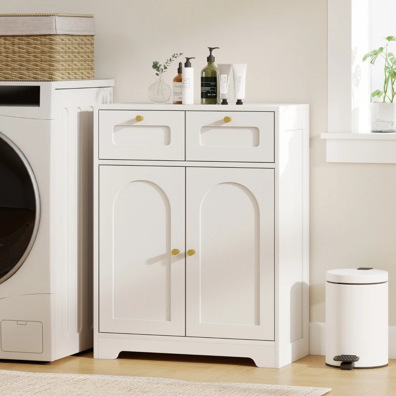 HOMCOM Bathroom Floor Cabinet with 2 Drawers - White