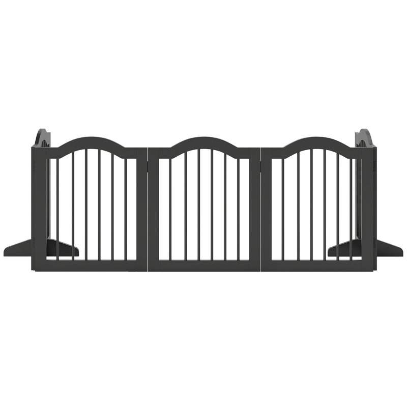 PawHut Absperrgitter Hund Freistehendes Schutzgitter mit Füßen, Klappbar Hundegitter, 5 Paneelen, 261,5 x 29,5 x 61 cm, Schwarz