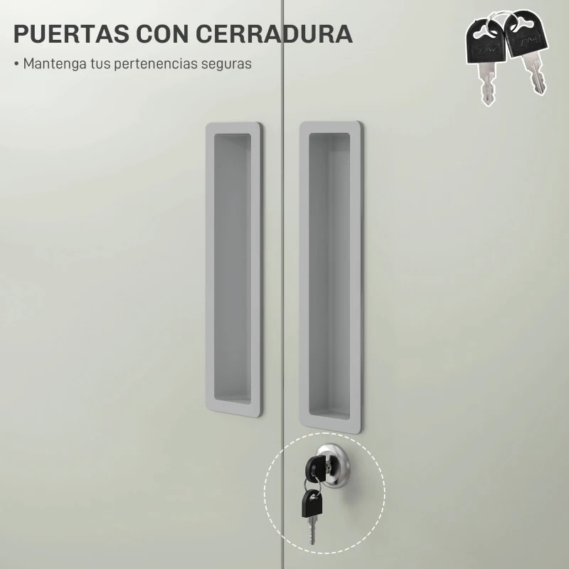 HOMCOM Archivador con Llave Estantes Ajustable Armario Archivador Metálico para Oficina Estudio Salón 80x40x180 cm Blanco