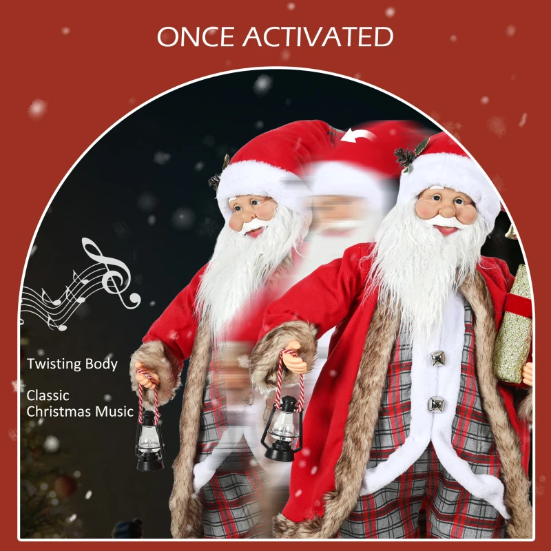 HOMCOM Animated Santa Claus, 141cm Tall Christmas Decoration with Sound Activated and Festive Music for Party