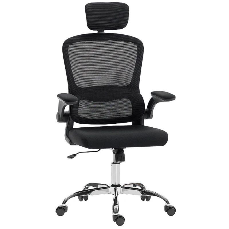 HOMCOM Mesh Back Office Chair, with Lumbar Support - Black
