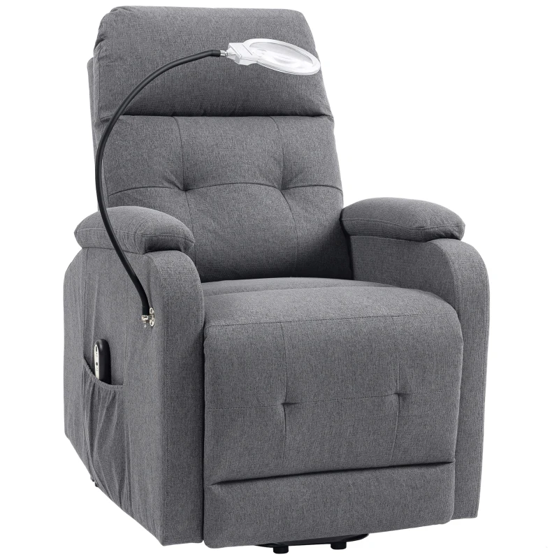 HOMCOM Electric Rise/Recline Armchair, with Reading Light - Grey