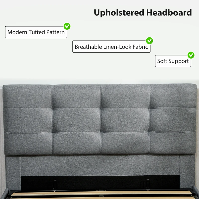 HOMCOM 4ft6 Double Ottoman Bed with Gas Lift Storage - Grey