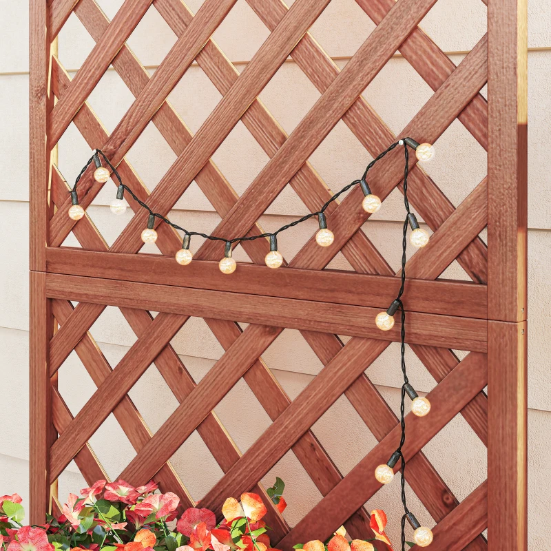 Outsunny Floreira com Treliça de Madeira Maciça Caixa de Plantio com Suporte para Plantas Trepadeiras para Cultivo de Plantas Flores 72,5x31,5x149,5 cm Natural