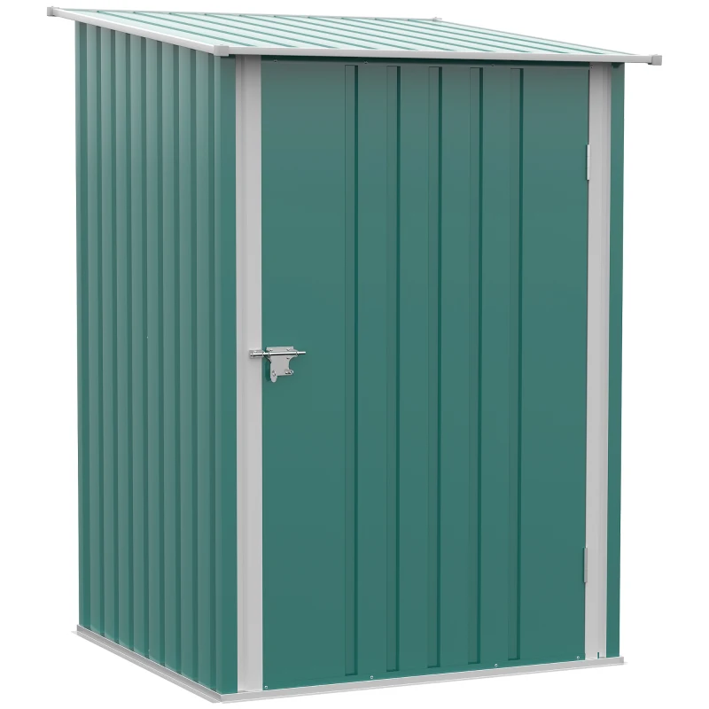 Outsunny 3.3 x 3.4ft Lean To Steel Garden Shed, with Locking Door - Green