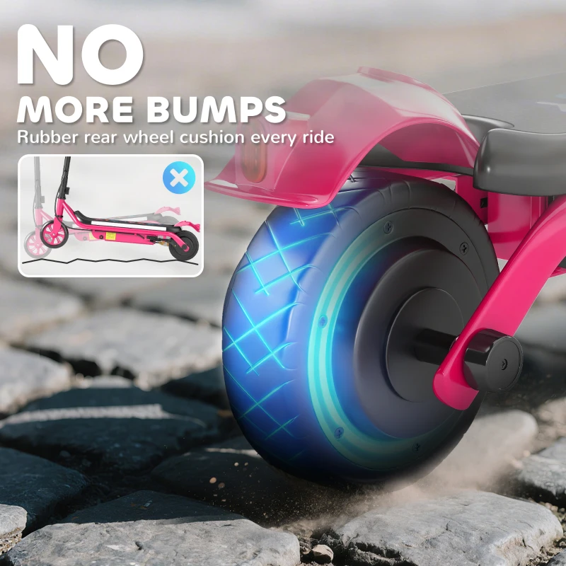 AIYAPLAY Electric Scooter for Kids Aged 6-14 Years, with Colourful Lights, Pink